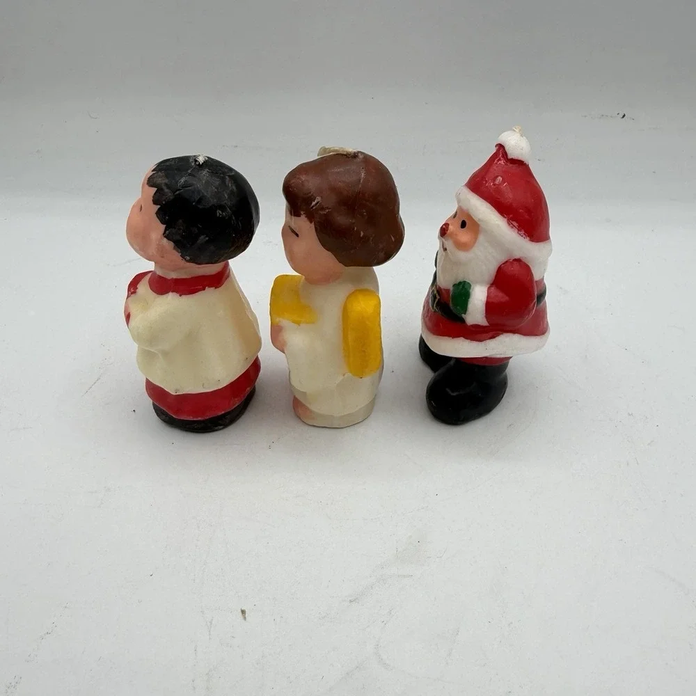 Lot of 3 Vintage Christmas Candles Santa Choir Boys‎ Unburned
